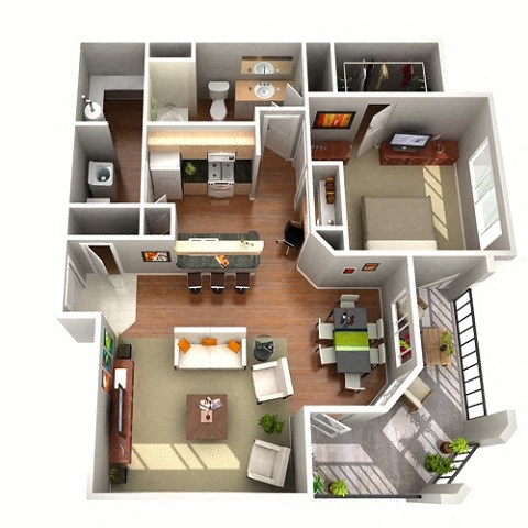 Floor plan for 1 bed, 1 bath, 850 sqft